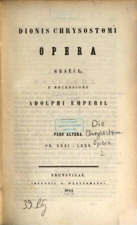 Opera : E recens Adolphi Emperii. 2