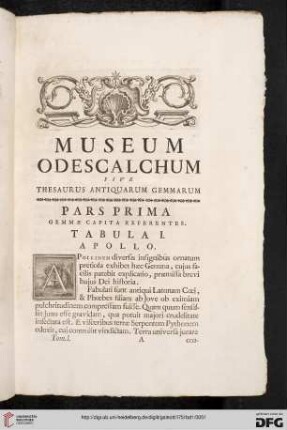 Museum Odescalchum sive thesaurus antiquarum gemmarum. Pars prima. Gemme capita referentes.