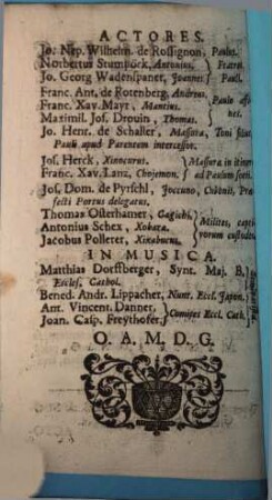 S[anctus] Paulus Japon Undennis pro Christi fide Martyr : in Scenam datus a Rudimentis ; [Periocha]