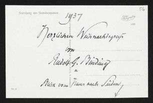 Brief von Rudolf G. Binding an Gerhart Hauptmann