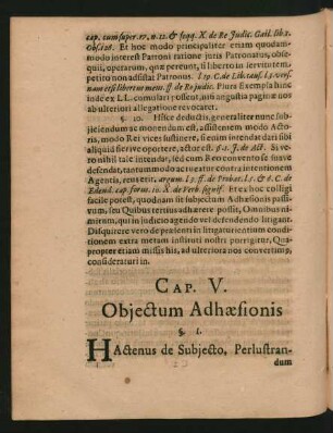 Cap. V. Obiectum Adhaesionis