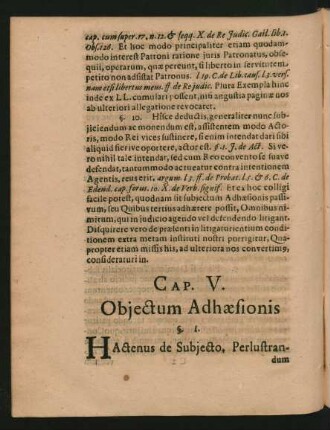 Cap. V. Obiectum Adhaesionis
