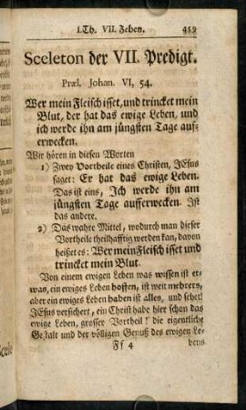 459-485, Sceleton der VII. Predigt.