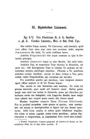 II. Epistolae Linnaei