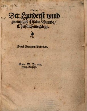 Der Hunderst vnnd zwentzigist Psalm Dauids