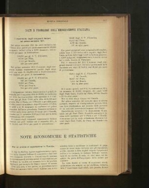 Note Economiche E Statistiche.