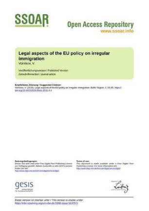 Legal aspects of the EU policy on irregular immigration