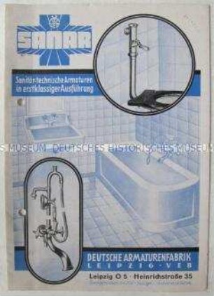 Angebotskatalog des VEB Sanar für Sanitärtechnische Armaturen