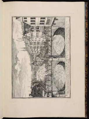 Prospect der Anno, 1728, neuerbauten steinern Brücke über dem Pegnitz Fluß zu Nürnberg: edeme die A-B-C-Brücken genan[n]t. - Karlsbrücke, Nürnberg