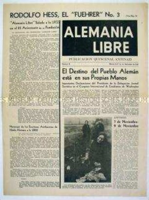 Wochenzeitung deutscher Emigranten in Mexiko "Alemania libre" (in spanischer Sprache)