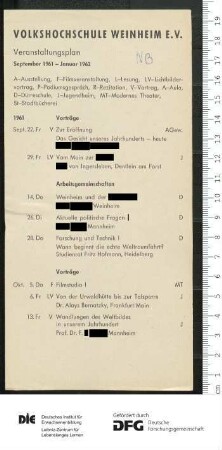 Beilage zum Programm Jahr 1961/1962