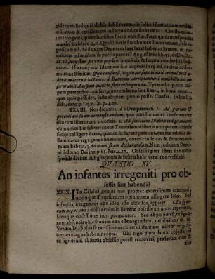 Questio XV. An infantes irregeniti pro obsessis sint habendi?