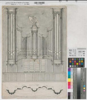 Orgelprospekt und Grundriß um 1800 o.M. 59,3 x 41,3 C. Roetzel Zeichnung Nachlaß Roetzel Nr. 14