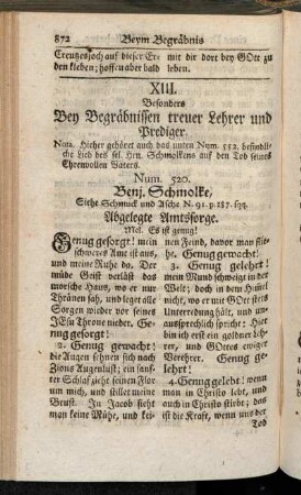 XIII. Besonders bey Begräbnissen treuer Lehrer und Prediger.