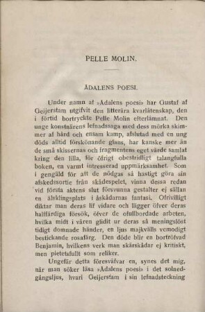 Pelle Molin. Ådalens Poesi.