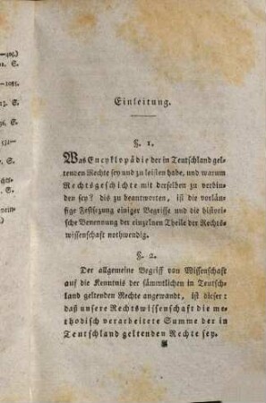 Encyclopädie und Geschichte der Rechte in Teutschland