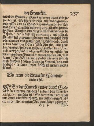 Wie man die Krancken Communiciren sol.