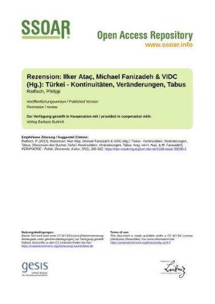 Rezension: Ilker Ataç, Michael Fanizadeh & VIDC (Hg.): Türkei - Kontinuitäten, Veränderungen, Tabus