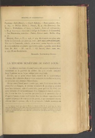La réforme monétaire de saint Louis