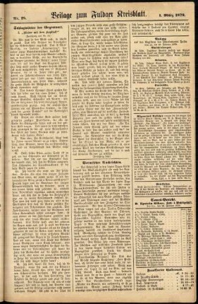Zweite Ausgabe vom Samstag, den 01. März 1879.