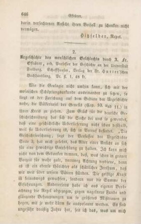 646-658 [Rezension] Gfrörer, August Friedrich, Urgeschichte des menschlichen Geschlechts