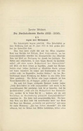 Zweiter Abschnitt. Die Forstakademie Berlin (1821-1830)