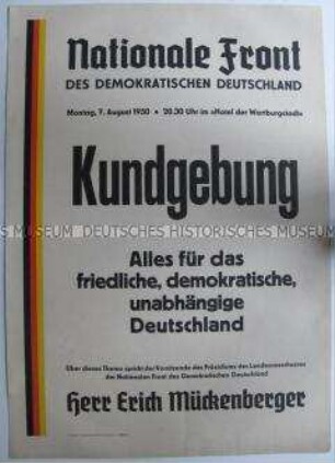 Maueranschlag mit dem Aufruf der Nationalen Front zu einer Kundgebung in Eisenach
