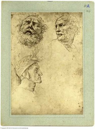 Kopfstudien zum Parnass, unter anderen von Homer und Dante
