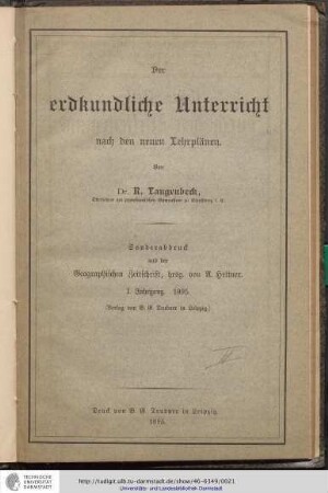Der erdkundliche Unterricht