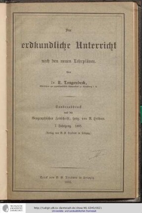 Der erdkundliche Unterricht