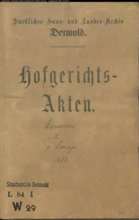 Warnesius, Dietrich, Licentiat gegen Anton Gabriel von Donop, hessischer Marschall - Schuldforderung
