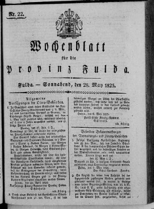 Nr. 22, Ausgabe vom 28. Mai 1825