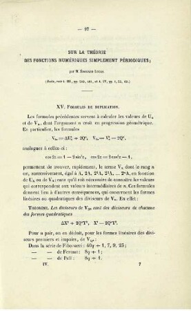 Sur la théorie de fonctions numériques simplement périodiques.