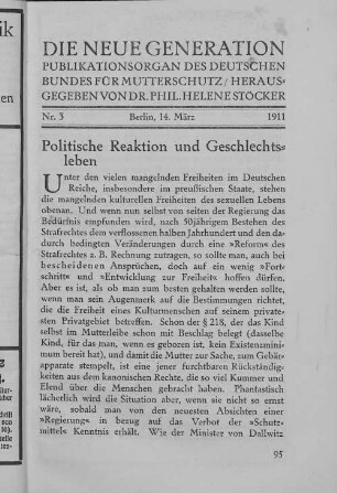 Politische Reaktion und Geschlechtsleben