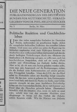 Politische Reaktion und Geschlechtsleben