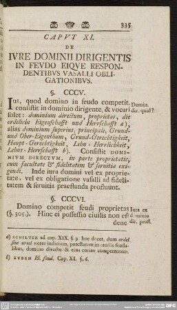 Caput XI. De Iure Dominii Dirigentis In Feudo Eique Respondentibus Vasalli Obligationibus