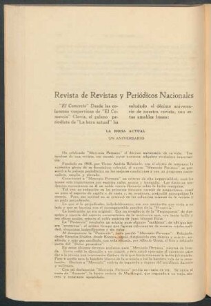 Revista de revistas y periódicos nacionales