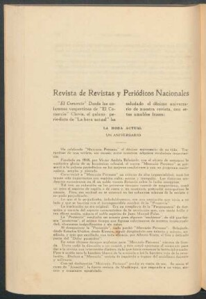 Revista de revistas y periódicos nacionales