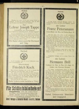 Nachruf : [Lehrer Joseph Tappe]