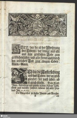 Leichenpredigt : Christliche Leich-Predigt. Andächtige in dem Herrn. Text Offenb. Joh. XIV. 13. Vortrag Das Leben im Sterben. Abhandlung. Nutzanwendung. Gebet