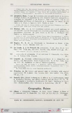 Geographie, Reisen (Nr. 546 – 581)