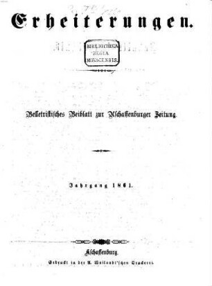 Erheiterungen, 1861