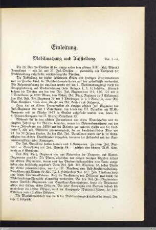 Einleitung. Mobilmachung und Aufstellung