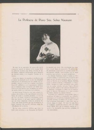 La profesora de piano Stra. Selma Naumann