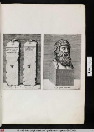 rechts: Porträt-Herme.