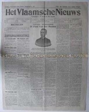 Belgische Tageszeitung "Het Vlaamsche Nieuws" aus dem 1. Weltkrieg
