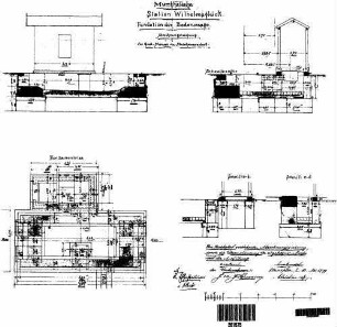 Wilhelmsglück: Nebengebäude Bodenwaage Schnitte,Fundament-Riß