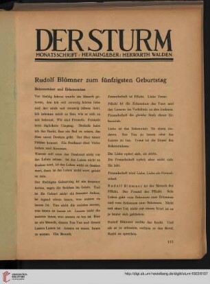 Rudolf Blümner zum fünfzigsten Geburtstag : Bekenntnisse und Erkenntnisse
