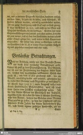 Vorläufige Betrachtungen