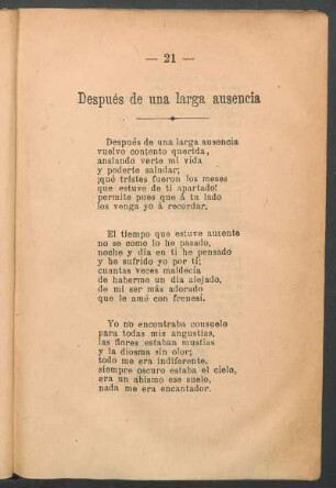 Después de una larga ausencia